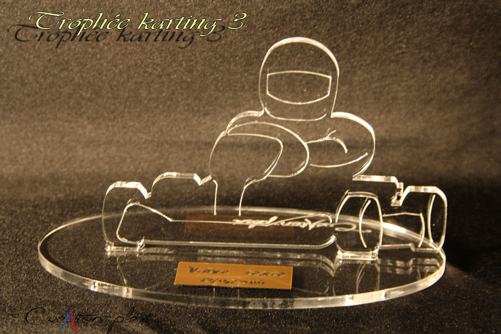 trophée karting 3 en plexiglas
