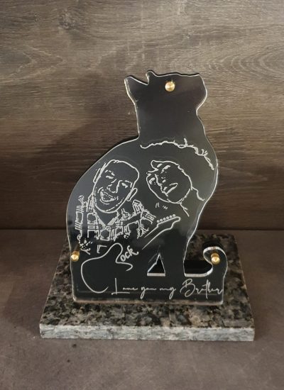 plaque funéraire personnalisée chat et portrait