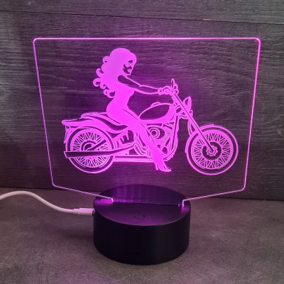 lampe 3D led moto femme custom