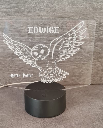 lampe 3d led plexiglas hibou harry potter edwige