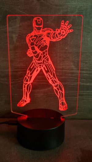 lampe 3d led plexiglas iron man